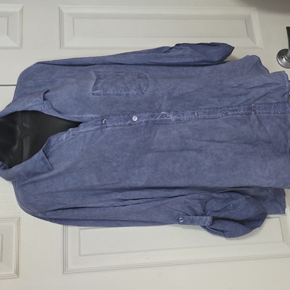 Women's Casual Blue Button Down Shirt
